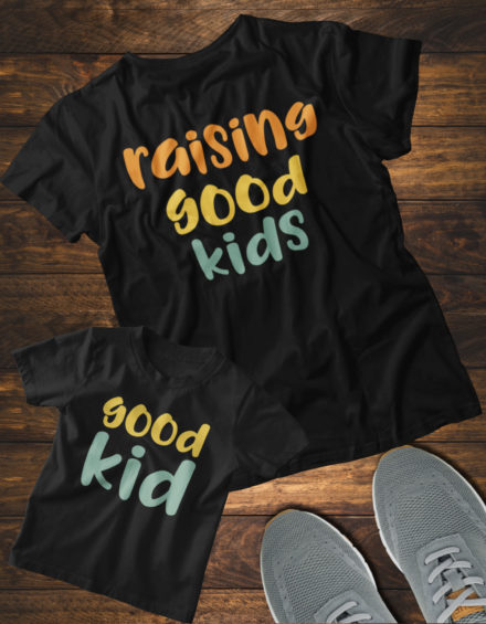"RAISING GOOD KIDS/GOOD KID" - Paare Partnerlook ("Mutter&Sohn") - 2 Tshirts