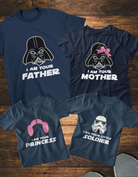 "I AM YOUR FATHER, I AM YOUR MOTHER, I AM YOUR PRINCE, I AM YOUR PRINCESS" - Paare Partnerlook ("Familie") - 4 Tshirts