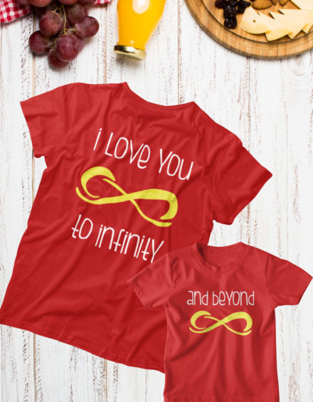 "I LOVE YOU TO INFINITY AND BEYOND" - Paare Partnerlook ("Mutter&Sohn") - 2 Tshirts