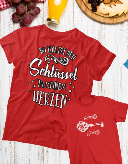 "KEY TO MY HEART" - Paare Partnerlook ("Mutter&Sohn") - 2 Tshirts