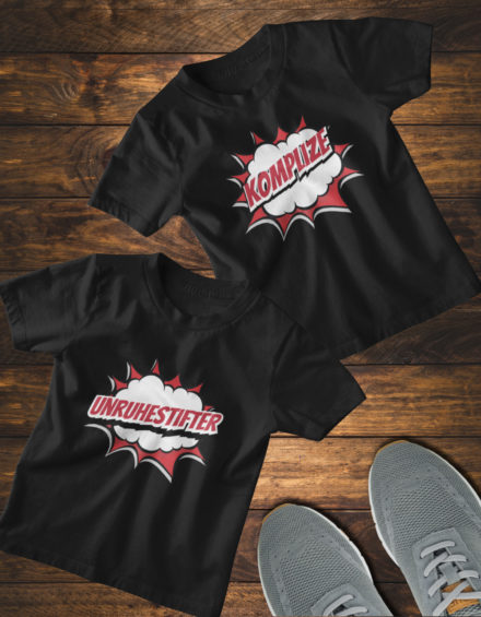 "UNRUHESTIFTER/KOMPLIZE" - Paare Partnerlook ("Brüder&Brüder") - 2 Tshirts