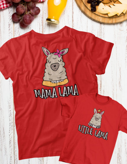 "MAMA LAMA/LITTLE LAMA" - Paare Partnerlook ("Mutter&Sohn") - 2 Tshirts