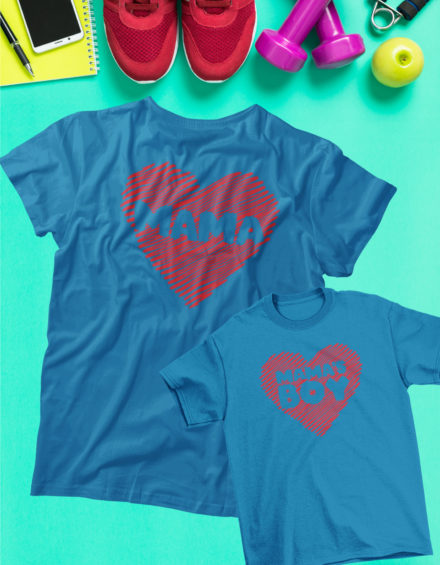 "MAMA/MAMA'S BOY HEART" - Paare Partnerlook ("Mutter&Sohn") - 2 Tshirts