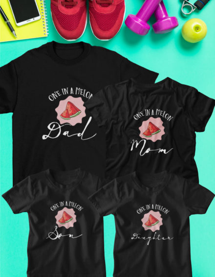"ONE IN A MELON DAD/MOM/SON/DAUGHTER" - Paare Partnerlook ("Familie") - 4 Tshirts