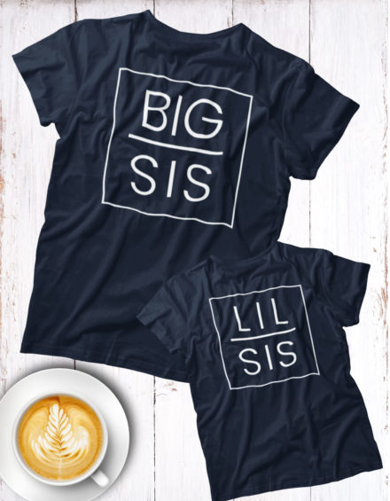 "BIG SIS MINIMALIST/LIL SIS MINIMALIST" - Paare Partnerlook ("Schwester&Schwester") - 2 Tshirts