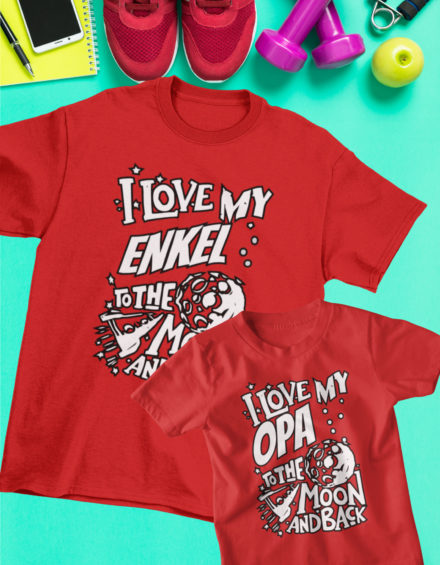 "I LOVE MY ENKEL/OPA TO THE MOON AND BACK" - Paare Partnerlook ("Opa&Enkel")-2 Tshirts