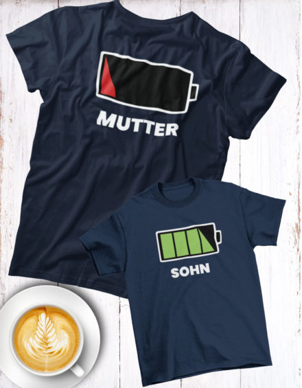 "MUTTER/SOHN BATTERY" - Paare Partnerlook ("Mutter&Sohn") - 2 Tshirts