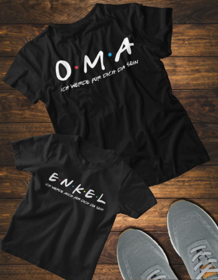 "OMA ICH WERDE FUR DICH DA SEIN-ENKEL ICH WERDE AUCH FUR DICH DA SEIN" - Paare Partnerlook ("Oma&Enkel")-2 Tshirts