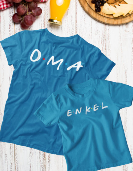 "OMA COLORFUL DOTS-ENKEL COLORFUL DOTS" - Paare Partnerlook ("Oma&Enkel")-2 Tshirts