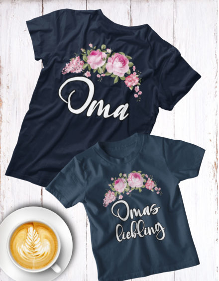 "OMA FLOWER-OMAS LIEBLING" - Paare Partnerlook ("Oma&Enkel")-2 Tshirts