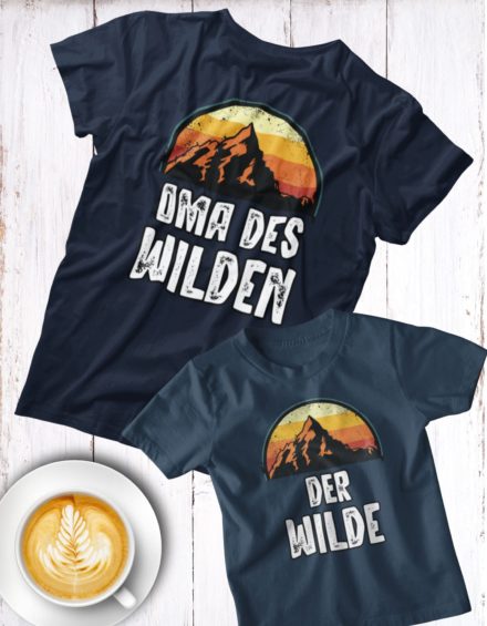 "OMA DES WILDEN MOUNTAIN-DER WILDE MOUNTAIN" - Paare Partnerlook ("Oma&Enkel")-2 Tshirts