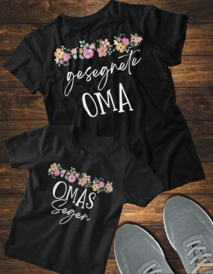 "GESEGNET OMA-OMAS SEGEN" - Paare Partnerlook ("Oma&Enkel")-2 Tshirts