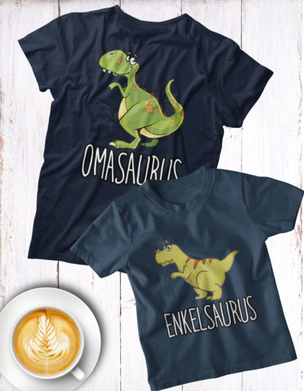 "OMASAURUS-REX-ENKELSAURUS-REX" - Paare Partnerlook ("Oma&Enkel")-2 Tshirts