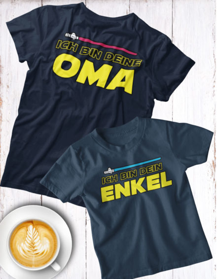 "ICH BIN DEINE OMA PINK SWORD-ICH BIN DEIN ENKEL BLUE SWORD" - Paare Partnerlook ("Oma&Enkel")-2 Tshirts