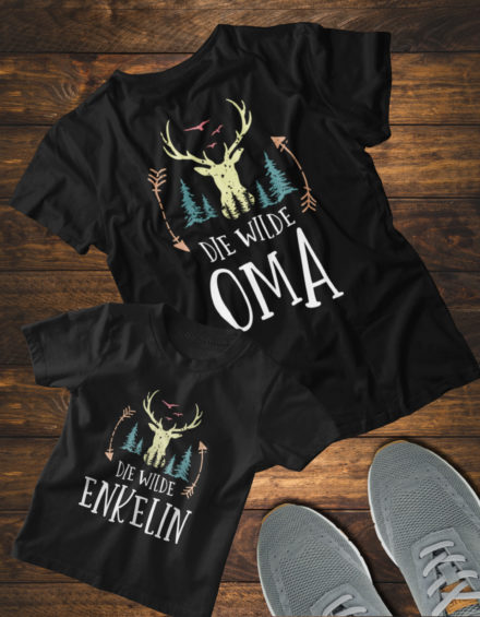 "DIE WILDE OMA, DIE WILDE ENKELIN" - Paare Partnerlook ("Oma&Enkelin")-2 Tshirts