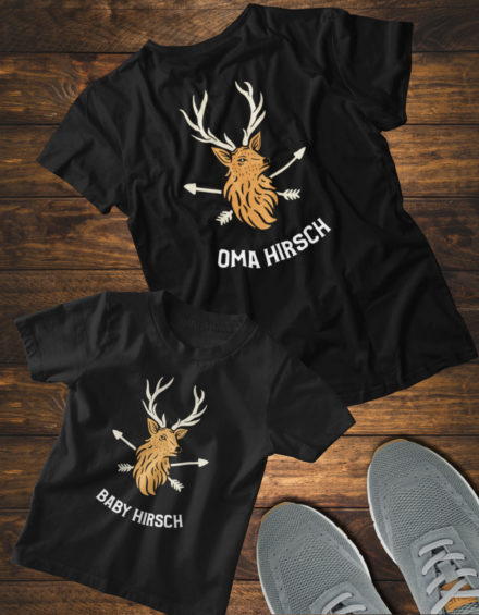 "OMA HIRSCH, BABY HIRSCH" - Paare Partnerlook ("Oma&Enkelin")-2 Tshirts