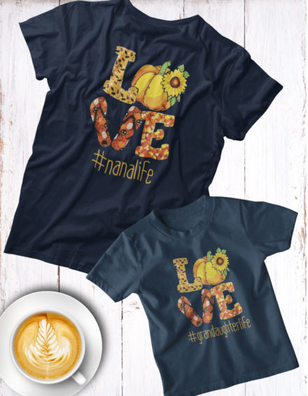 "LOVE NANA LIFE, LOVE GRANDDAUGHTER LIFE" - Paare Partnerlook ("Oma&Enkelin")-2 Tshirts