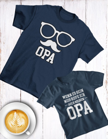 "OPA GLASSES-RUFE MEINEN OPA" - Paare Partnerlook ("Opa&Enkel")-2 Tshirts