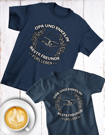 "OPA UND ENKELIN BESTE FREUNDE 1&2" - Paare Partnerlook ("Opa&Enkelin")-2 Tshirts