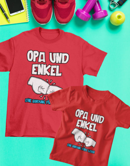 "OPA UND ENKEL EINE BINDUNG FÜRS LEBEN 1&2" - Paare Partnerlook ("Opa&Enkel")- 2 Tshirts