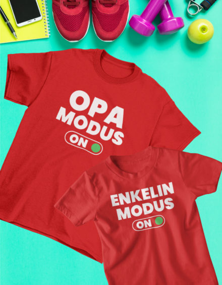 "OPA MODUS ON-ENKELIN MODUS ON" - Paare Partnerlook ("Opa&Enkelin")-2 Tshirts