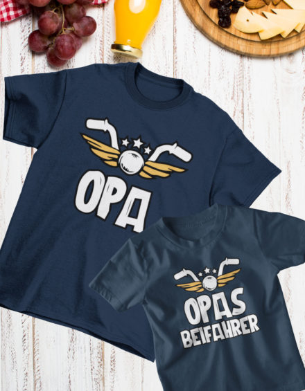 "OPA RIDER-OPAS BEIFAHRER" - Paare Partnerlook ("Opa&Enkelin")-2 Tshirts