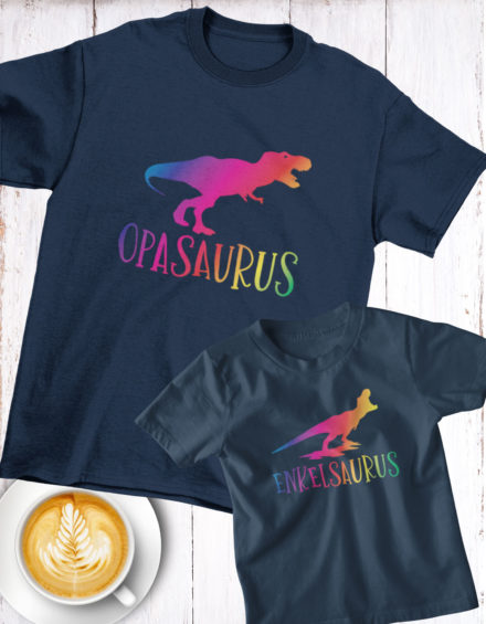 "OPASAURUS-ENKELSAURUS COLORED" - Paare Partnerlook ("Opa&Enkel")-2 Tshirts