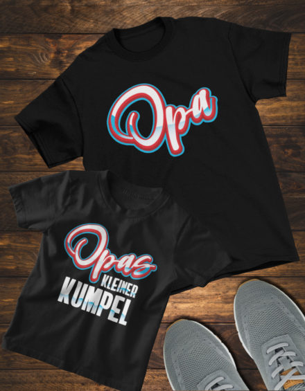"OPA TYPO RED-OPAS KLEINER KUMPEL" - Paare Partnerlook ("Opa&Enkelin")-2 Tshirts