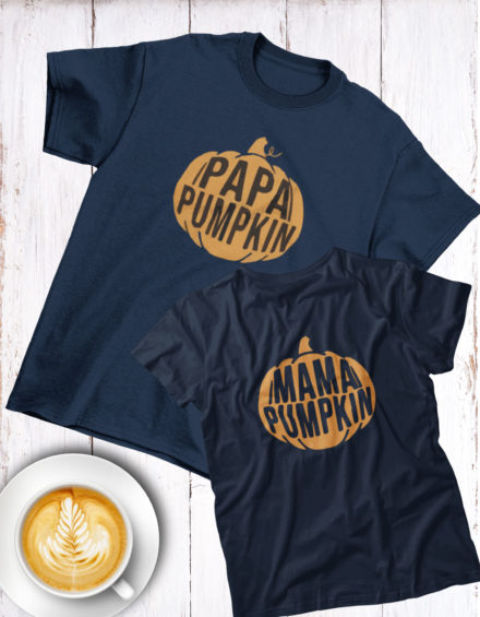 "PAPA PUMPKIN/MAMA PUMPKIN" - Paare Partnerlook ("Eltern") - 2 Tshirts