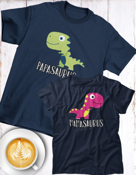 "PAPASAURUS-REX/MAMASAURUS-REX" - Paare Partnerlook ("Eltern") - 2 Tshirts