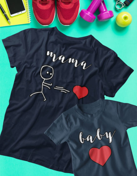 "MAMA POWER HEART/BABY HEART" - Paare Partnerlook ("Mutter&Sohn") - 2 Tshirts