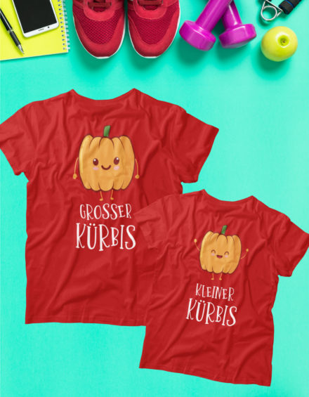 "GROSSER KÜRBIS/KLEINER KÜRBIS" - Paare Partnerlook ("Schwester&Schwester") - 2 Tshirts