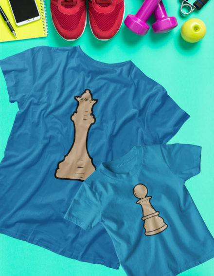 "QUEEN CHESS/PAWN CHESS" - Paare Partnerlook ("Mutter&Sohn") - 2 Tshirts
