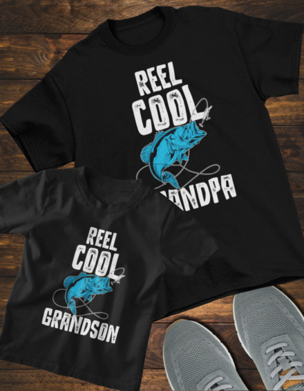 "REEL COOL GRANDPA-REEL COOL GRANDSON" - Paare Partnerlook ("Opa&Enkel")-2 Tshirts