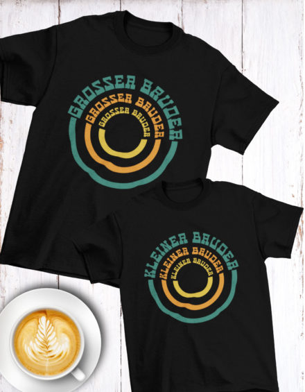 "GROSSER BRUDER RETRO/KLEINER BRUDER RETRO" - Paare Partnerlook ("Brüder&Brüder") - 2 Tshirts