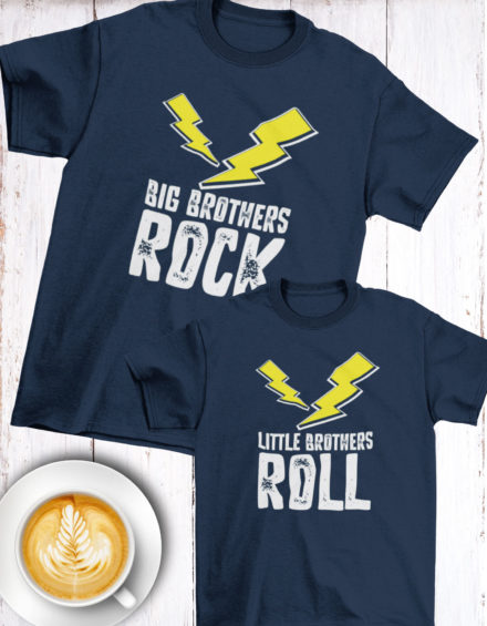 "BIG BROTHERS ROCK/LITTLE BROTHERS ROLL" - Paare Partnerlook ("Brüder&Brüder") - 2 Tshirts