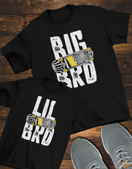 "BIG BRO SKATEBOARD/LIL BRO SKATEBOARD" - Paare Partnerlook ("Brüder&Brüder") - 2 Tshirts