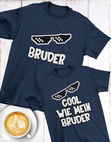 "SUNGLASSES BRUDER/COOL WIE MEIN BRUDER" - Paare Partnerlook ("Brüder&Brüder") - 2 Tshirts
