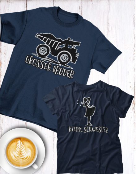"GROSSER BRUDER TRUCK/KLEINE SCHWESTER DOLL" - Paare Partnerlook ("Bruder&Schwester") - 2 Tshirts