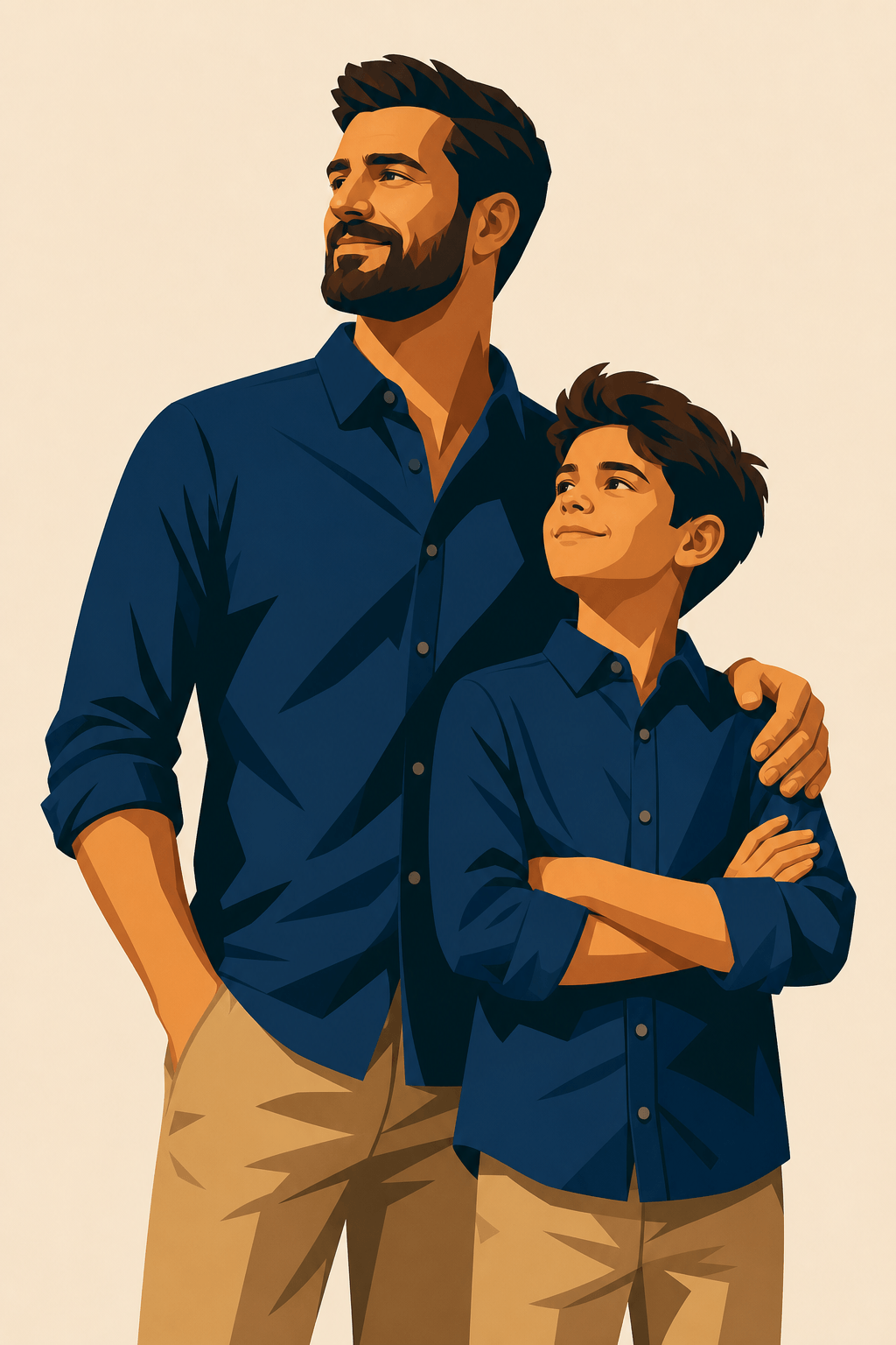 Partnerlook Vater und Sohn im Hemd-Look – matching T-Shirts