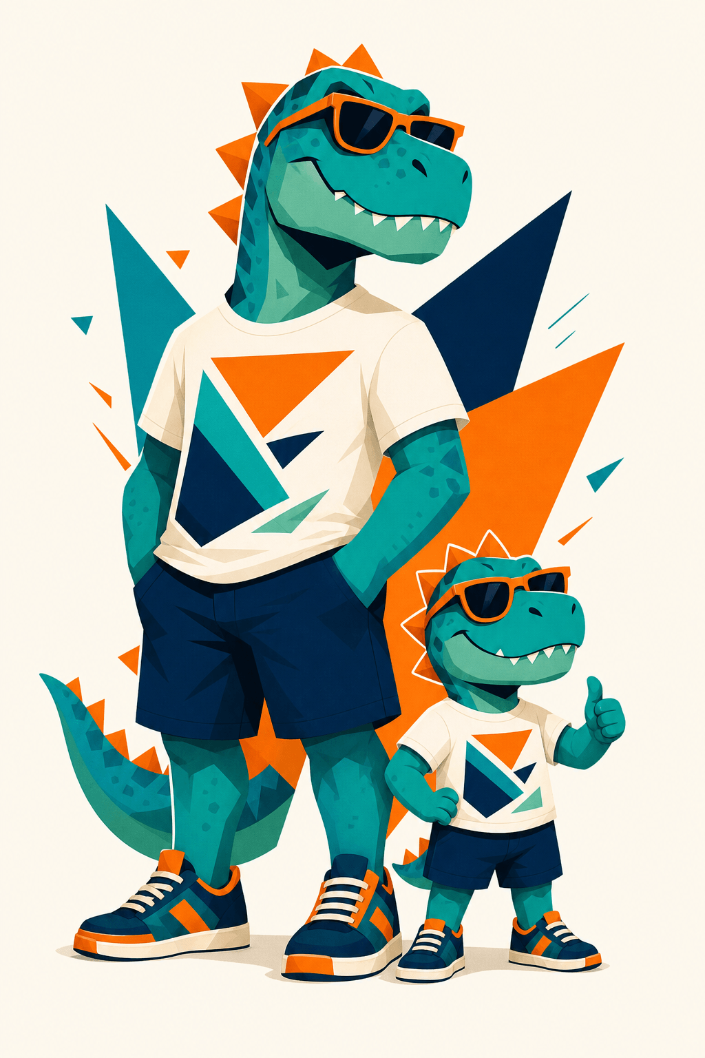Papasaurus und Mini-Saurus im Partnerlook - cooles Vater-und-Kind Dino-Shirt-Set von LittleDude