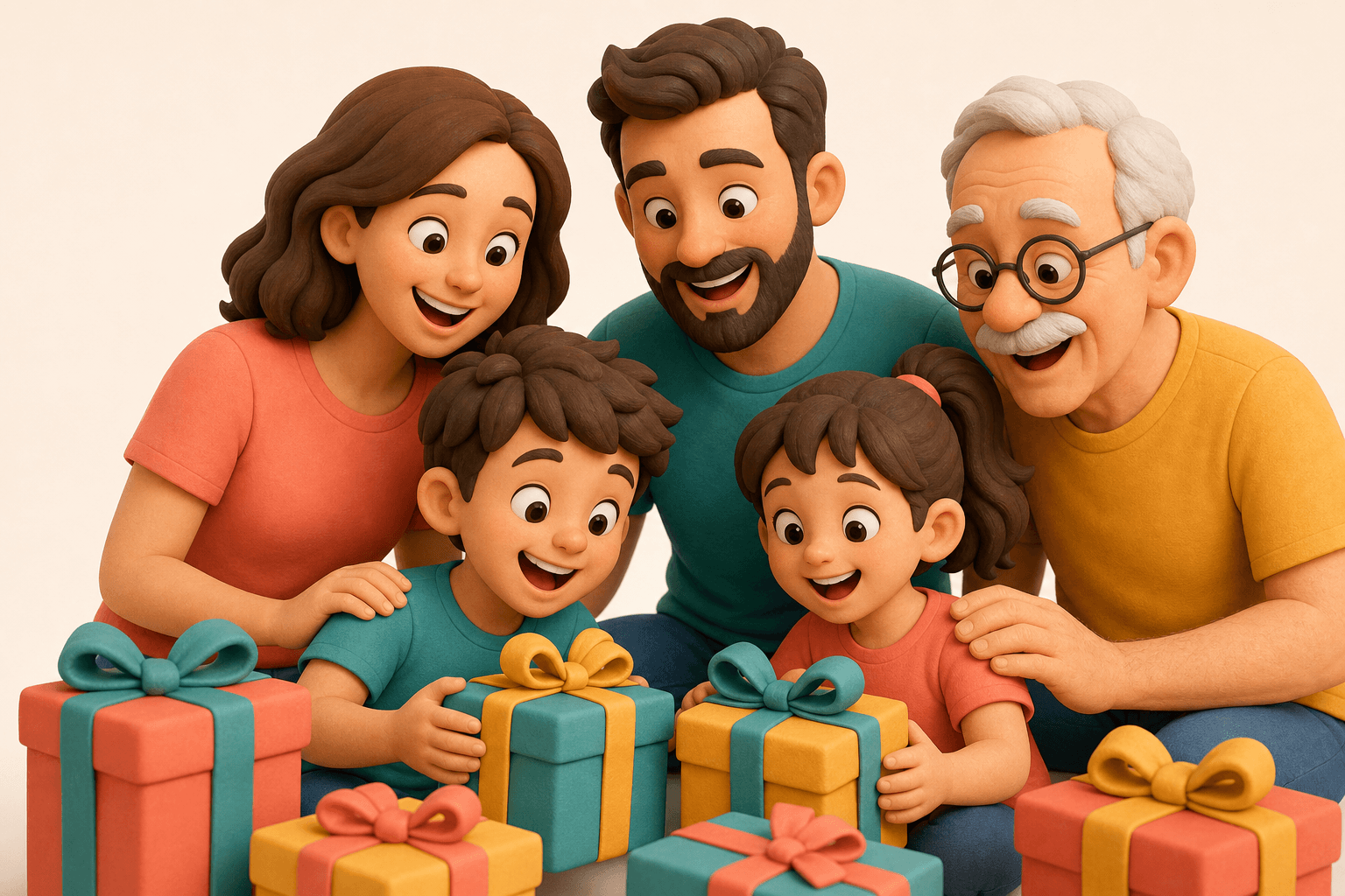Familie und Opa im Partnerlook mit Geschenken - Partnerlook-Geschenkideen nach Anlass