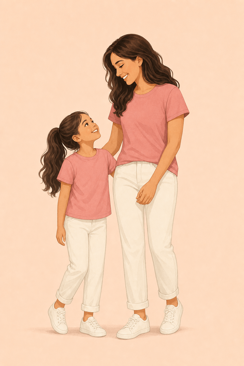 Mutter und Kind im Partnerlook als Muttertagsgeschenk - matching T-Shirt-Set