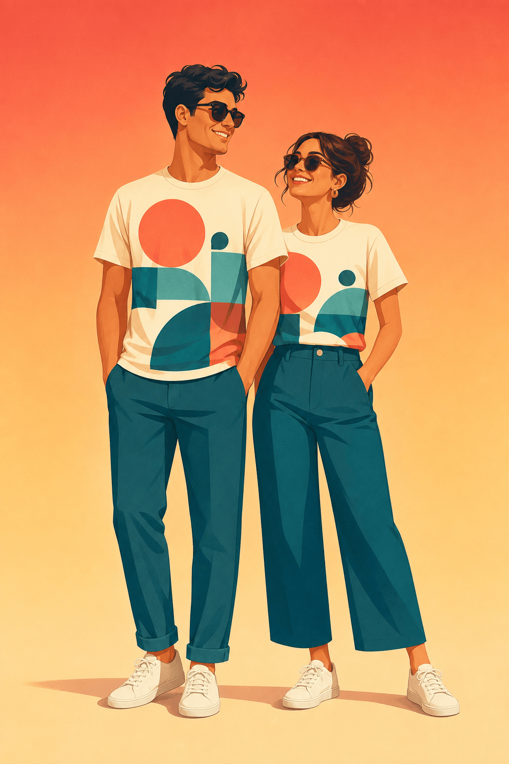 Partnerlook Pärchen – Mama und Papa in abgestimmten T-Shirts für Paare und werdende Eltern