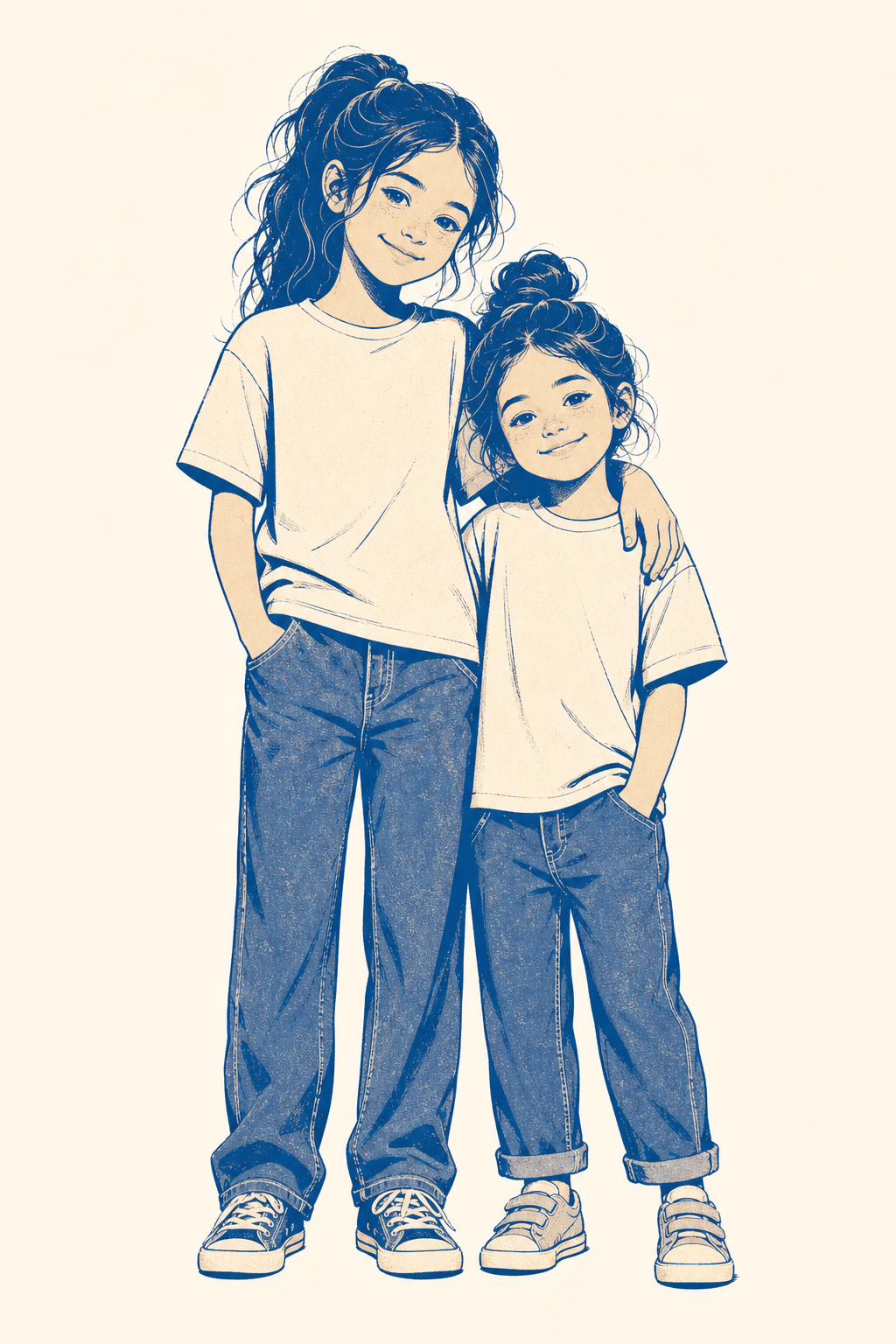 Partnerlook Schwestern – abgestimmte T-Shirts für große und kleine Schwester