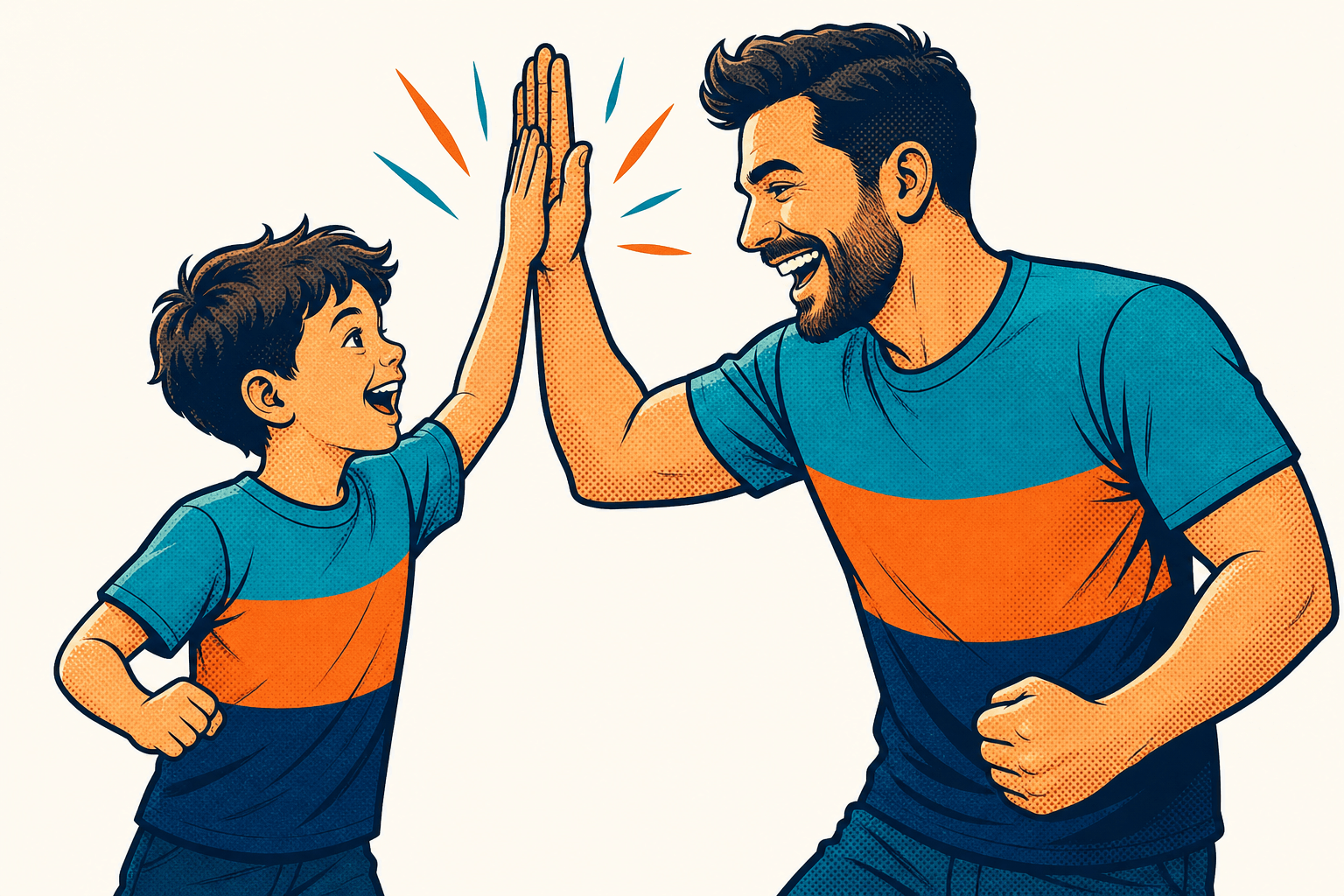 Vater und Kind im Partnerlook zum Vatertag - matching T-Shirts für Papa und Kind